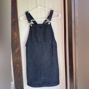 Womens Black Denim Overall mini dress